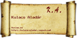 Kulacs Aladár névjegykártya